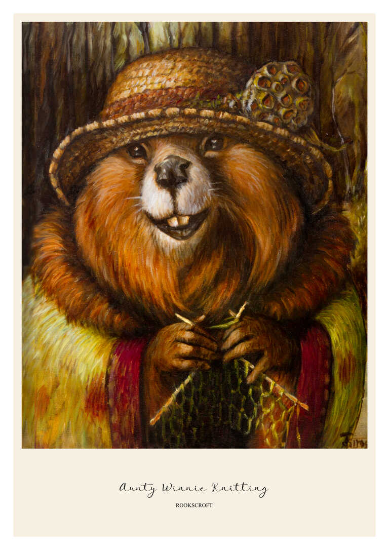 Aunty Winnie Knitting Art Poster