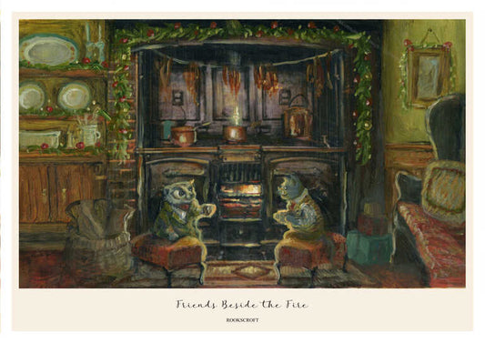 Friends Beside the Fireplace Art Poster