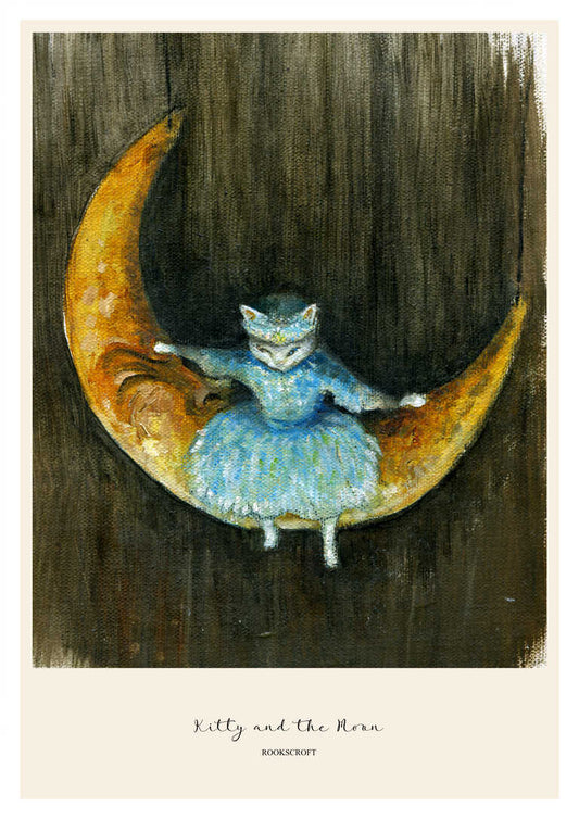 Kitty and the Moon Art Poster